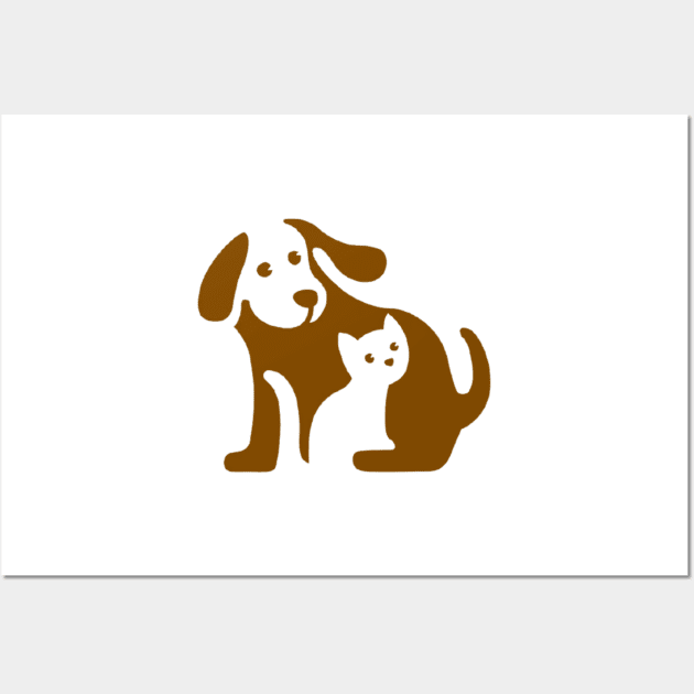 Brown dog and white cat Wall Art by RubyCollection